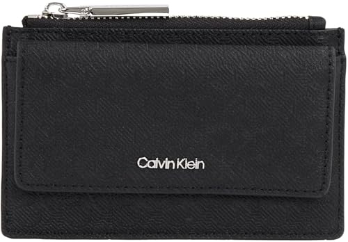 Calvin Klein Damen Kartenetui Must Flap Cardholder Mono mit Reißverschluss, Schwarz (Black Mono), Einheitsgröße