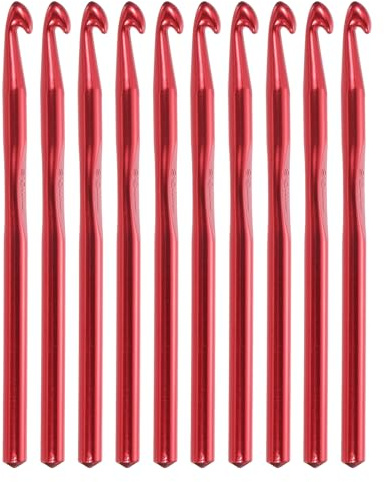 QUARKZMAN Aluminium Virknål 8 mm US Storlek L (storlek 11) DIY Hantverk Sticknålar Filet Röd 10 st