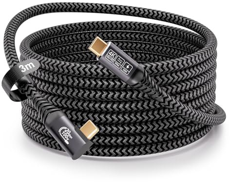 CAKOBLE Cavo USB Type-C 3 metri,Cavo USB C 3.2 Gen2 20 Gbps 100W Cavo Tipo C Ricarica Rapida,5K@60Hz Cavo USB C Video Compatibilità iPhone 16, MacBook iPad Pro,Samsung S24 cavo usb c 90 gradi 3 m