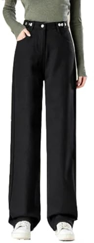 TERAZUNO Jeans Termici da Donna Invernali Caldi Jeans Foderati in Peluche Jeans Larghi Slim Fit Pantaloni Invernali Classici Harajuku Pantaloni Termici Vintage a Vita Alta con Interno in Pile Felpato(