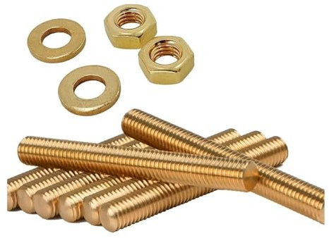 KUKUUU 4 Stück Vollgewindestangen-Stehbolzen mit 8 Stück Unterlegscheiben und Sechskantmuttern(M6 x 65 mm)
