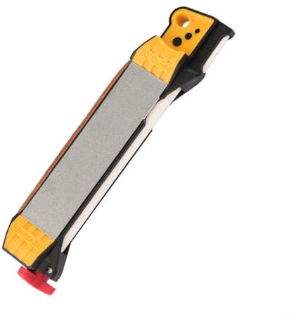 Zilimontt Multipurpose Pocket Sharpener Double Sided Sharpener Garden Tool Sharpener, Outdoor Quick Sharpener Handheld Sharpening Tool for Sharpening Secateurs, Shears(Yellow)