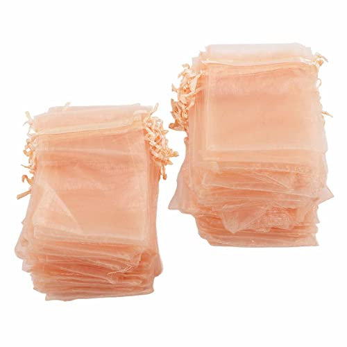 RIZGHWOY Transparente Organzabeutel, 100er-Pack Schmuckbeutel mit Kordelzug, Netz-Geschenkbeutel für Babyparty, Hochzeit, Weihnachten (#1)