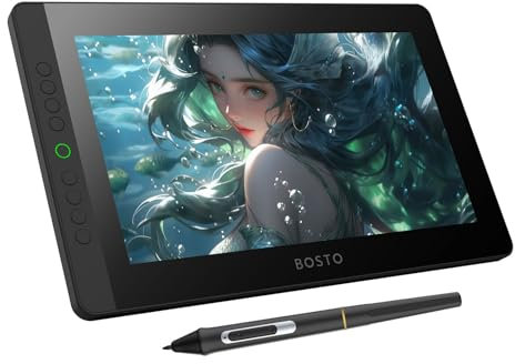 Bisofice Tablette Graphique avec écran, 13.3 Pouces Tablette de Dessin Graphique, 127% sRGB, Stylet sans Batterie, Compatible Windows et Mac, Idéal pour Dessiner, Concevoir et l'apprentissage