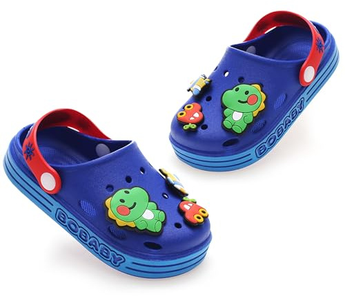 ZYLDK Ragazzi Ragazze Zoccoli Sabot Scarpe estive da Spiaggia con Cinturino alla Caviglia Scarpe da Giardino da Bagno per Bambini Pantofole Unisex Sandali Zoccoli da Bambina Blue EU20/21