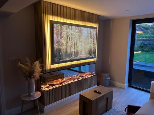 2025 TruFlame PREMIUM 72inch wide Media Wall 3 sided Built in Fireplace