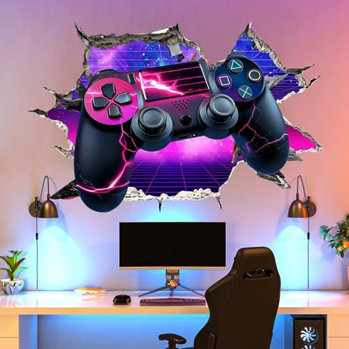 3D Gamer Controller Wandaufkleber für Jungen Zimmer | Spiel Wandaufkleber Spiel-Joystick Aufkleber für Teenager Kinder Schlafzimmer Spielzimmer Kinderzimmer Wanddekoration-Stil A
