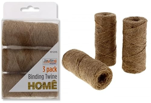 3-Pack Natural Jute Twine String - Durable Eco-Friendly Garden Craft Cord for Baking Wrapping Binding Packing Floristry Gardening Gifts DIY Crafts Baler String Reel Heavy Duty Strong Multipurpose