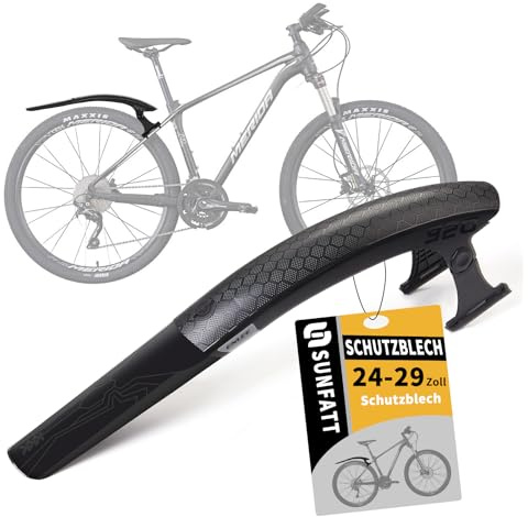 SUNFATT Fahrrad Schutzblech Hinten [24-29 Zoll] – MTB Schutzblech Hinterrad ohne Bohren | Spritzschutz Mountainbike für E-Bike & Fully | Robuster Mudguard MTB Einzeln Schwarz