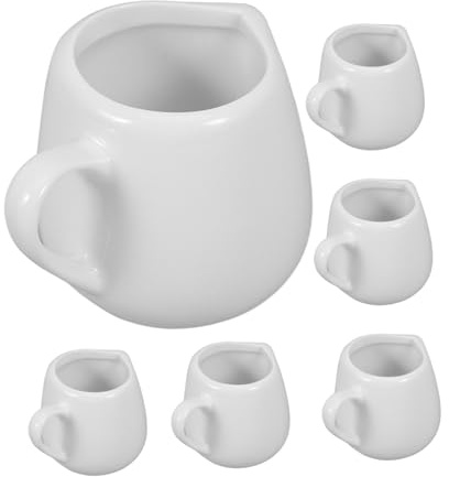 Didiseaon 6pcs Ceramic Creamer Pitchers with Handle Mini Sauce Boats for Coffee Milk Syrup Gravy Porcelain Milk Jugs Small White Ceramic Serving Containers for Breakfast Tea Parties Kitchen