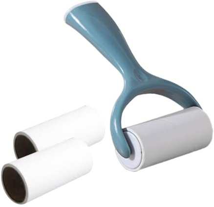 HOLIDYOYO Lint Roller Clothes Hair Remover Set, 4pcs Sticky Solid Roller with Blue Handle and 3 Refill Rolls, Effective Pet Hair and Dust Cleaning Tool for Garments and Upholstery in Home Use