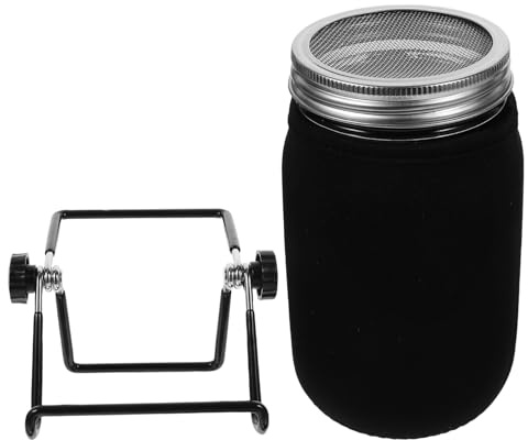 jojofuny Kit de Germination Bocaux Mason 32Oz avec Couvercles Grillagés en Acier Inoxydable Support Stable et Paquet D’Ombrage pour Culture de Graines à Large Ouverture Accessoires de