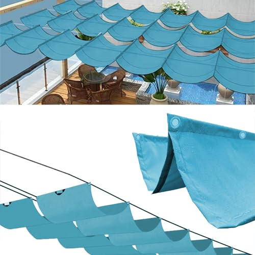 Retractable Sun Shade Sail Canopy - 95% UV Block Waterproof Awning for Patio & Garden - Rectangle Outdoor Shade with Rope (Blue 1.5x9m)