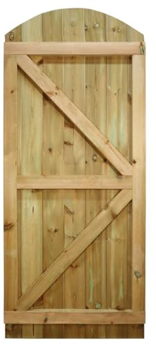 Bespoke Arch Top Wooden Garden Gate, 7ft x 2.5ft T&G Fully Framed Door | Up to 210cm High x 75cm Wide, Made to Measure, Heavy Duty, Pressure Treated, Pedestrian Rear Gate Entry, Side Gate Entrance