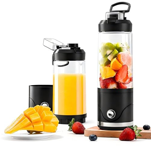 Portable Blender Smoothies Maker,Powerful 6 Blades 22000 RPM, Blends Ice & Frozen Fruit,650ml 22OZ BPA Free Bottle with Portable Lid, USB-C Charging, Compact Rechargeable Mixer for Shakes,Juices