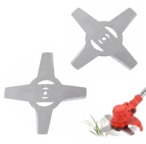 FIQLUL 2 Piezas Cuchilla Desbrozadora de 4 Dientes, Disco Desbrozadora de 150mm con Orificio de 5mm, Cuchillas de Repuesto para Desbrozadora de Batería y Cortacésped, Accesorios de Corte para Jardín