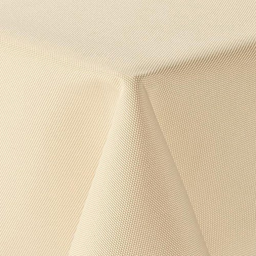 Leinen Optik Tischdecke Eckig 130x340 cm Champagner Creme · Eckig Farbe & Größe wählbar mit Lotus Effekt - Wasserabweisend