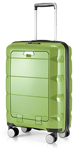 Hauptstadtkoffer - Britz - Handgepäck mit Laptopfach Hartschalen-Koffer Trolley Rollkoffer Reisekoffer, TSA, 4 Rollen, 55 cm, 34 Liter, Hellgrün