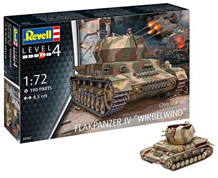 Revell 12 Modellbausatz 03267 Flakpanzer IV Wirbelwind (2 cm Flak 38), Militär-Bausatz im Maßstab 1:72, Level 4, originalgetreue Nachbildung mit vielen Details