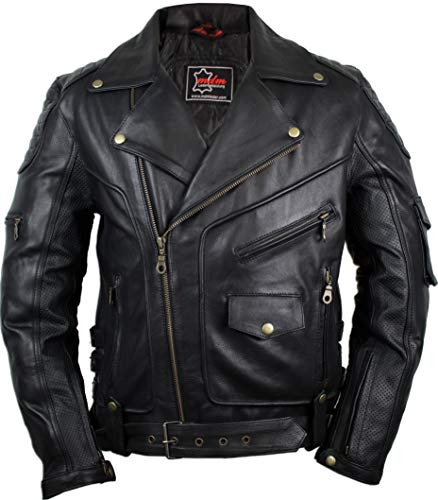 Herren Bikerjacke aus echtem Leder mit Protektoren