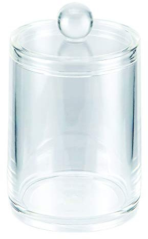 MSV Wattepadspender, Wattestäbchen Spender aus Kunststoff, Wattepads Bad Aufbewahrung mit Deckel, durchsichtig