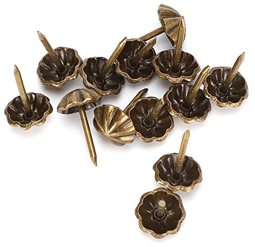 Oumefar 150 pièces Clou tapissier en Laiton d'ameublement Clous épingles rétro Motif Brillant punaises décoratives pour canapé décor Bricolage vêtements Accessoires Fer 11mm Hardware