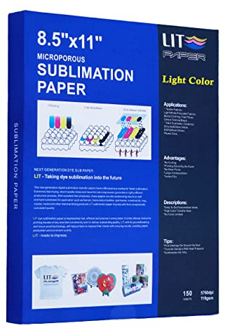 LIT Sublimation Paper 8.5x11 Inch, 150 Sheets 110gsm Heat Press Transfer Paper - For Epson Sawgrass Ricoh HP Inkjet Sublimation Printers With Sublimation Ink For Blank Sheets Mugs Tumblers T-shirts
