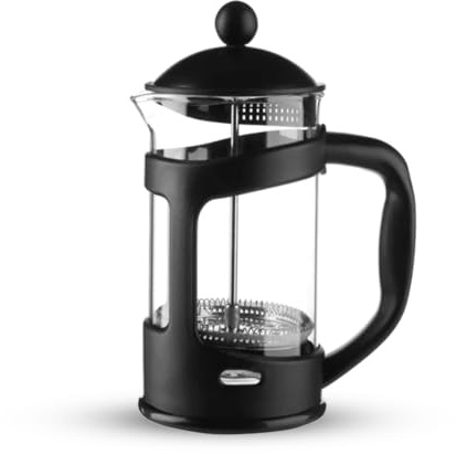 Coffee Plunger Cafetiere French Press Coffee Maker – Various Cup Classic Glass Holder with Black Handle & Lid Camping Camper Van Outdoor Indoor Cups Black (3 Cup (350ml))