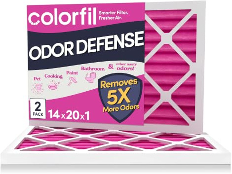 Colorfil 14x20x1 Air Filter (2-Pack) | Made in the USA | Color Changing | Remove Cat and Dog Odor | MERV 8 for Pet Hair Dander and Dust | 13.5x19.5x0.75 Exact Size