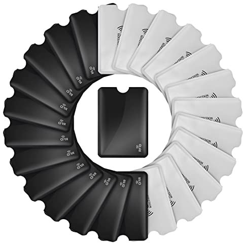 Molain RFID-blockierende Hüllen, 24 Stück Ausweis-Kreditkartenhüllen Set Kartenschutz RFID-Kartenhalter für Damen Herren, schwarz, weiß, 3.6 x 2.5 inch/9.1 x 6.3 cm
