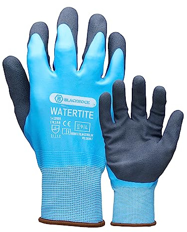 Blackrock Watertite Waterproof Gloves, Arbeitshandschuhe Männer Frauen Unisex, Schutz, Latex Wet Weather Grip, Gartenarbeit, Elastisch, Dextrous, Heavy Duty, Autowäsche, Maurerarbeiten, Dick