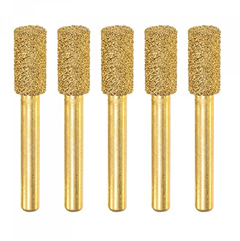 sourcing map Lot de 5 meuleuses à tête cylindrique brasée de 10 mm avec tige de 6 mm pour meulage de pierre de marbre