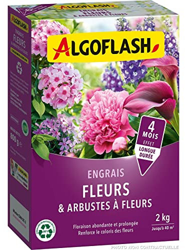 ALGOFLASH Engrais Fleurs et Arbustes à Fleurs, Longue Durée, 2 kg, FLE2R