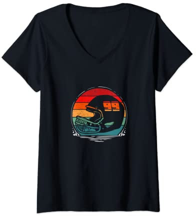 Damen American Football Helm # 99 Geschenk für American Football T-Shirt mit V-Ausschnitt