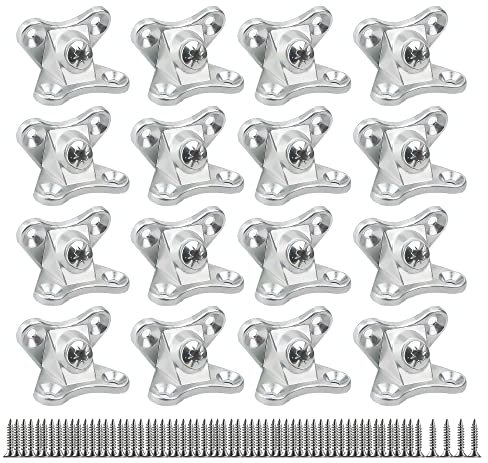 Supporto Zincato Rimovibile-16 Pezzi Forma di Farfalla Squadrette,Supporti Angolo Retto Staffe,per scaffali, legno, mobili(con 64 viti)