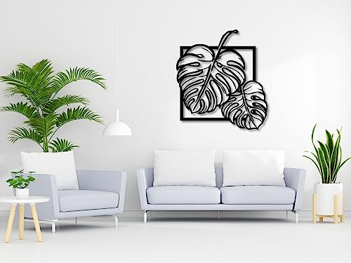 VAILLA Foglie Tropicali Monstera Quadri Moderni Soggiorno – Legno 3D Casa | Legno MDF 6 mm, Tagliato al Laser, Foglie Monstera, 5 Misure, Nero Argento Oro, personalizzabile, Soggiorno Cucina
