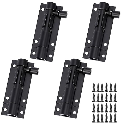 4 Pack Bolt Lock 2 Inch Stainless Steel Slide Bolt Latch Door Latch Lock Safety Sliding Lock with Screws for Doors, Cabinets, Fence Gate