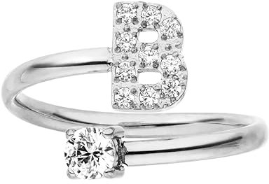 Purelei® Buchstaben Ring B – Damenring aus langlebigem Edelstahl – Wasserfeste Ringe – Verstellbare Ringe von Größe 50 bis 60 – Modeschmuck für deinen individuellen Look