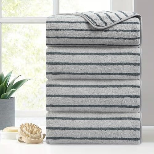 Mistyrose Bath Towels,4 Pack Dark Grey 35x70 Large Bath Towel Microfiber Absorbent XL Bath Sheets Super Soft Towels for Bathroom Quick Dry Oversized Shower Towels for Family Hotel Spa Gym