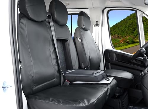 Z4L VIP Sitzbezüge Set für Kleintransporter: Kunstleder, Schwarz, Perfekte Passform für Ducato, Boxer, Jumper, Movano C - 3 Sizer