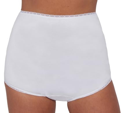 Ladies Incontinence Briefs with Pad Absorbent Washable Incontinence Pants Women's Black and White Underwear Comfort & Confidence High Waist Leak-Proof Sizes S-3XL (L, White)
