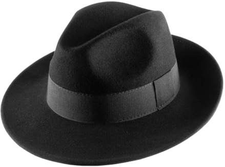 Classic Italy - Fedora Hut Essential Fedora - Size 63 cm - Noir