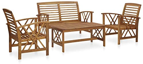 ARKEM 4-TLG. Garten-Lounge-Set Massivholz Akazie Outdoor Kissen Wetterfest GartenmöBel Set GüNstig