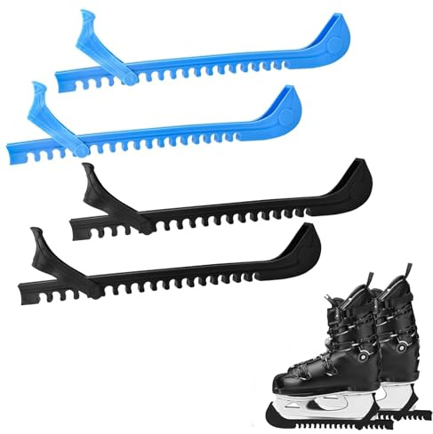 Heloner Schlittschuh-Schoner für Schlittschuhe, 4 Stück, 2 Paar verstellbare Skate-Schoner für Hockey oder Eiskunstlauf für Adu, Jugendliche, Paare (blau und schwarz)