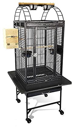 DLAZUM Massiver Vogelkäfig für große Papageien, Aras, Kanarienfinken, Zuchtvögel, Metallkäfig, Schwarze Aderfarbe, für Turteltauben, Finken, Papageien, Vogelkäfig