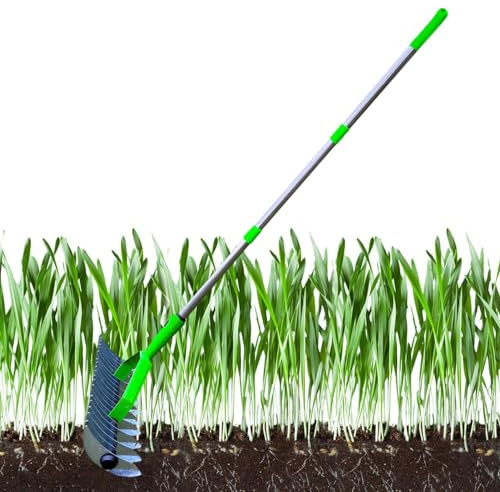 Rastrello Da Giardino,Rastrello Da Giardino Multifunzionale Scarificatore In Acciaio Resistente All'usura - Rastrello Arieggiatore Rastrello Da Prato Portatile Ergonomico Per Cortili, Cortili, Prati,