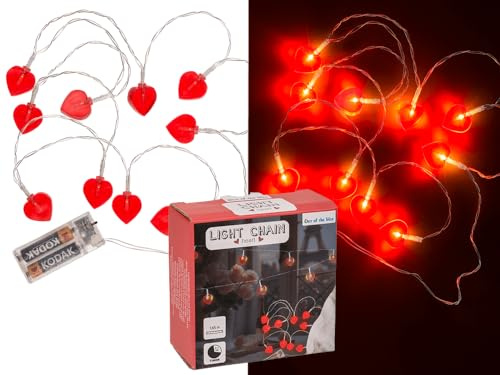 Lichterkette Herz mit 10-LED, 6/18 Std Timer, 165 cm, für 2 Mignon Batterien (AA) in Kunststoff-Box