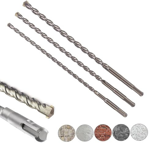 SDS Plus Hammerbohrer 10 14 20 x 350mm, Professionell Betonbohrer ， SDS Bohrer Lang，Steinbohrer Set Ideal zum Naturstein Stein Beton Ziegelmauer