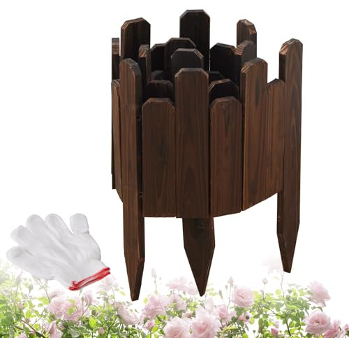 Dawnyard 1 bordure de jardin en bois - Clôture de jardin décorative en bois - Bordure de paysage extérieur pour cour, arbre, parterre de fleurs