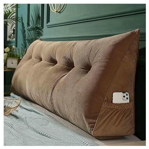 Mosnesrt Rückenkissen Keilkissen für Bett und Sofa, Lesekissen für Kopfteil, Dreieckskissen, Abnehmbarer & waschbarer Bezug, Ideal zum Anlehnen im Bett,Beige,200x50x20cm [Energieklasse A]